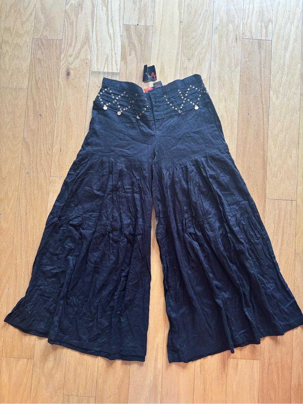 black wide leg boho pants